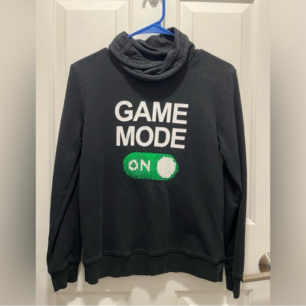 H&M, Chimney-collar Sweatshirt, sequins, size 10-12Y
